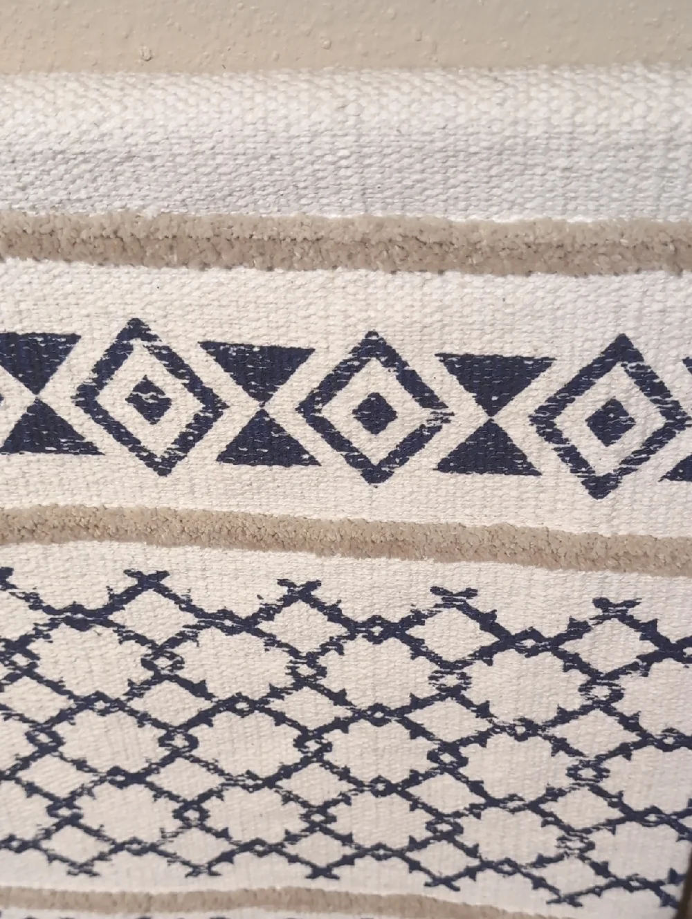 Neutral and Navy Aztec Macramé Wall Hanging - Picture 3 of 4